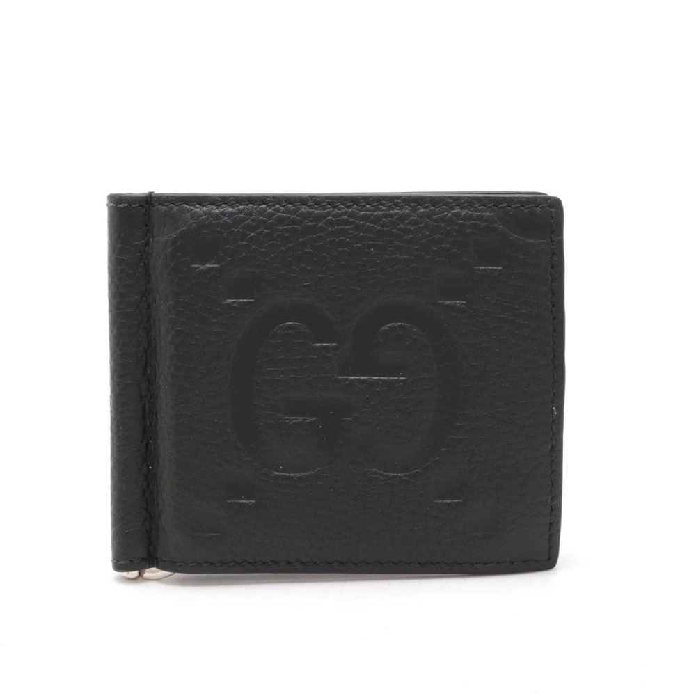 Gucci Jumbo GG Bi fold Wallet Billfold Money Wallet Business Leather Black